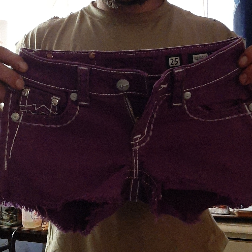 Miss Me purple denim shorts